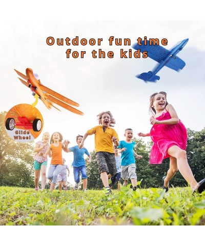 2 Pack Catapult Airplane Toys Set with Launcher 17.5'' LED Throwing Foam Glider 2 Flight Mode Kids Outdoor Flying Aircraft To...