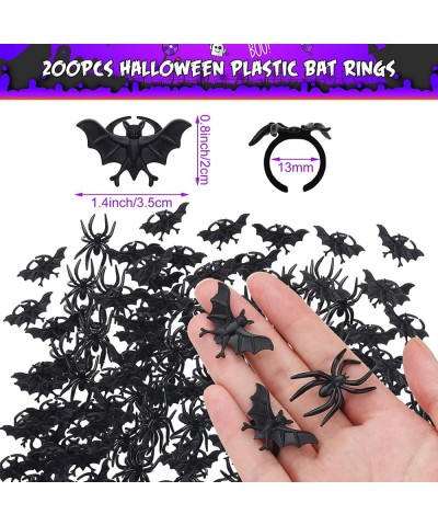 200 Pieces Halloween Spider Rings Bat Ring Plastic Spider Bat Rings Fake Toy Rings Bulk Halloween Rings Plastic Cupcake Toppe...