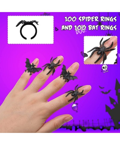 200 Pieces Halloween Spider Rings Bat Ring Plastic Spider Bat Rings Fake Toy Rings Bulk Halloween Rings Plastic Cupcake Toppe...