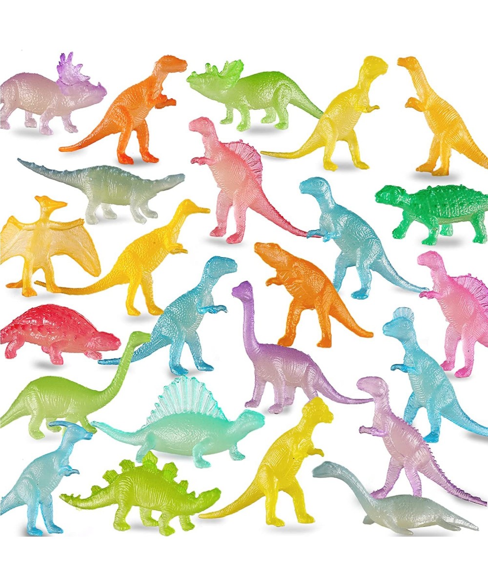 96 Piece Glow in Dark Mini Dinosaur Toy Set(24 Style) Plastic Realistic Dino Figure Bulk Kid Boy Girl Birthday Party Favors S...