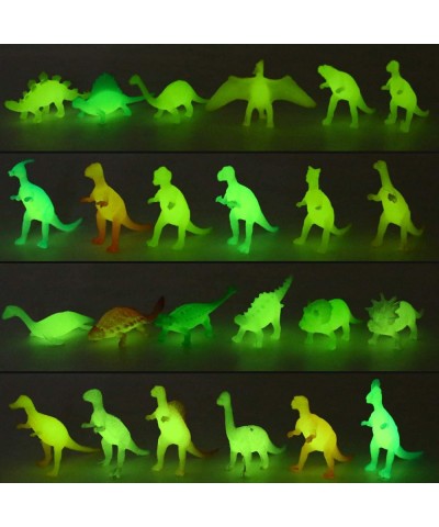 96 Piece Glow in Dark Mini Dinosaur Toy Set(24 Style) Plastic Realistic Dino Figure Bulk Kid Boy Girl Birthday Party Favors S...