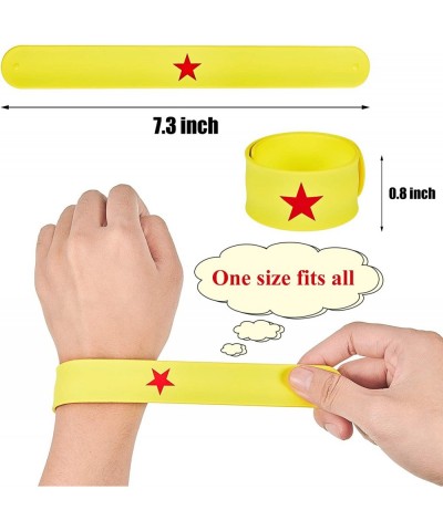 24 Pieces Slap Bracelets Yellow Slap Bracelet with Red Star Slap Band Slap Wristband Bracelets for Girls Birthday Party Girls...