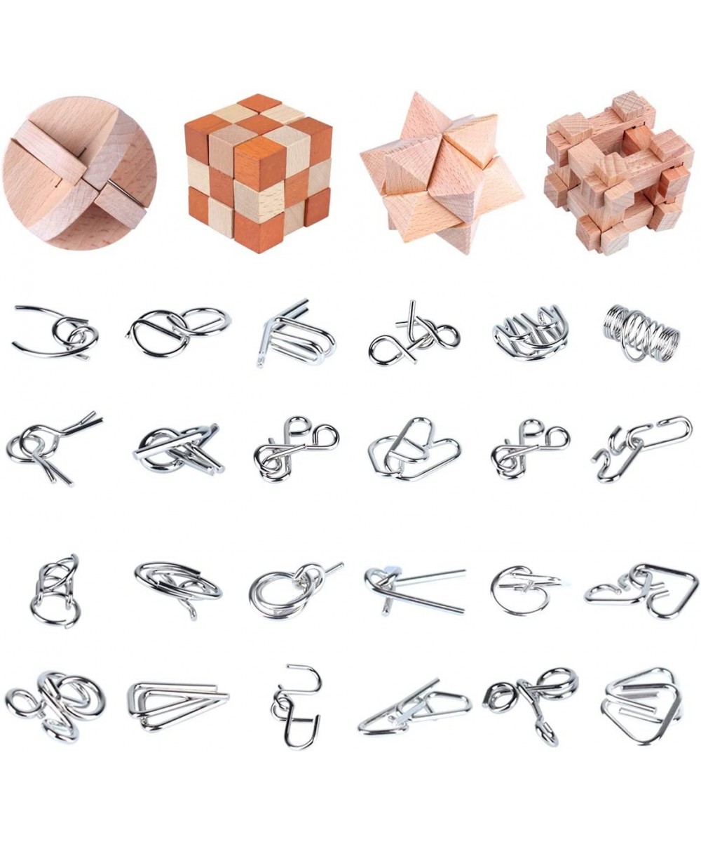 Brain Teaser Puzzle for Kids Adults Puzzle Games Wooden and Metal 3D Unlock Interlocking Puzzle Educational Toy 28Pcs $48.06 ...