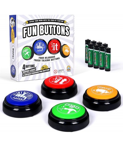 Hilarious Novelty Talking Button 4 PK Has 24 Unique Sayings. Bad Word Buttons Play Funny Sound Clips in Clear Audio. Great fo...