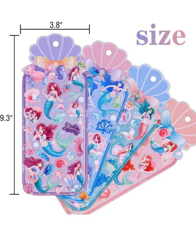 Kids Mermaid Stickers 4 Different Sheets 3D Puffy Mermaid Sticker for Kids Girls Bulk Scrapbooking Foam Mermaid Sea Animal St...