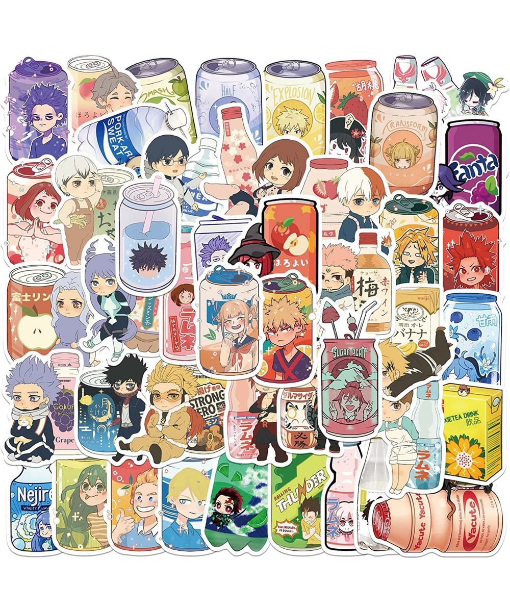 50Pcs Kawaii Anime Beverage Stickers Aesthetic Creative Beverage Stickers Laptop Water Bottles Phone Skateboard Cute Summer F...