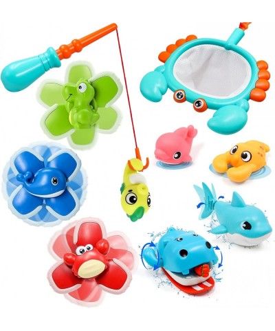 Suction Cup Spinner Toys for Baby 9PCS Bath Toys for Toddlers 1-3 Baby Pool Fishing Game Wind up Whale Swimming Floating Wate...