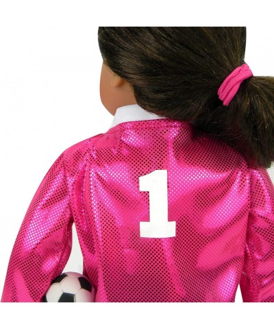 18 inch Doll Clothes Outfit Fuchsia Doll Soccer Outfit 6 Pc. Set Complete Doll Sports Set of Fuchsia Shirt Black Shorts Doll ...