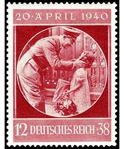 1940 DE HILTER EMBRACES LITTLE ARYAN GIRL on HIS 50TH BIRTHDAY! RARE WW2 NAZI STAMP MNH! 50 PFENNIG (12 + 38) Flawless Mint N...