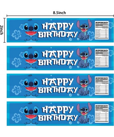 24PCS Water Bottle Labels for Lilo and Stitch Party Supplies Stitch Birthday Decorations Stickers for Boys Girls Kids Baby Sh...