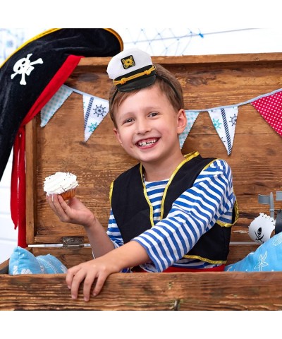 4 Pieces Sailor Hat Captain Hat Headband Mini Kids Captain Hat Sailor Hat Headband Halloween Cosplay Navy Hat for Nautical Co...