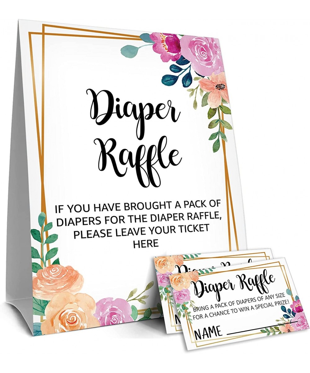 Diaper Raffle Tickets and Sign Baby Shower Games Decorations Party Favors For Baby Showers – 1 Sign 50 Cards per Pack(DIAPER-...