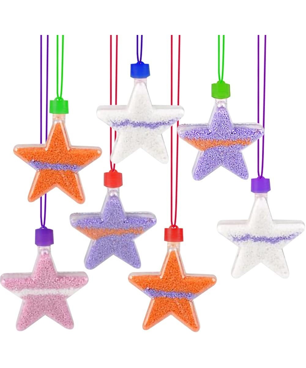 Star Sand Art Bottle Necklaces Pack of 12 Sand Art Craft Kit with Star Shaped Bottles Craft Party Supplies and Party Favors f...