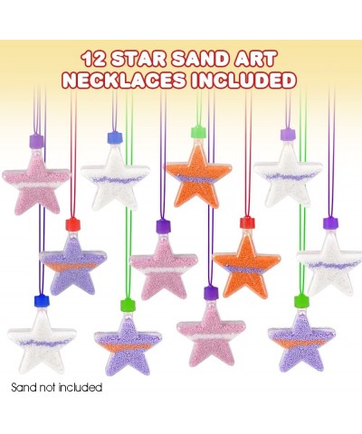 Star Sand Art Bottle Necklaces Pack of 12 Sand Art Craft Kit with Star Shaped Bottles Craft Party Supplies and Party Favors f...