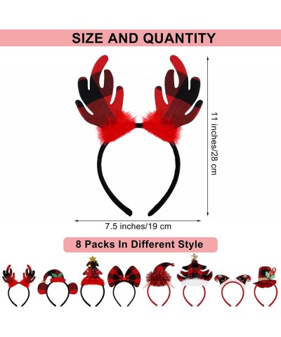 8 Pack Christmas Headbands Reindeer Santa Elves Headbands Christmas Hair Bands Buffalo Plaid Assorted Styles Hair Hoop for Ch...