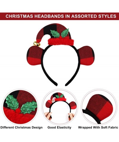 8 Pack Christmas Headbands Reindeer Santa Elves Headbands Christmas Hair Bands Buffalo Plaid Assorted Styles Hair Hoop for Ch...