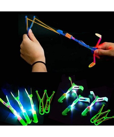 Helicopters 40Piece with Whistle LED Lights for Kids Rocket Slingshot Flying Copters - 20 Slingshot+20Helicopter Glow in The ...