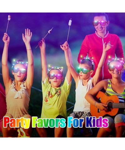 88 Pieces Light Up Party Favors Including 48 Glow Glasses LED Flashing Shutter Shades Glasses with 40 LED Cat Ear Headband Li...