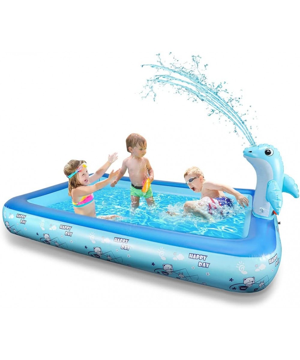 Inflatable Pool with Dolphin Sprinkler Swimming Pool Toys for Kids Toddlers Kiddie Pool Hard Plastic Toys Above Ground for Ou...