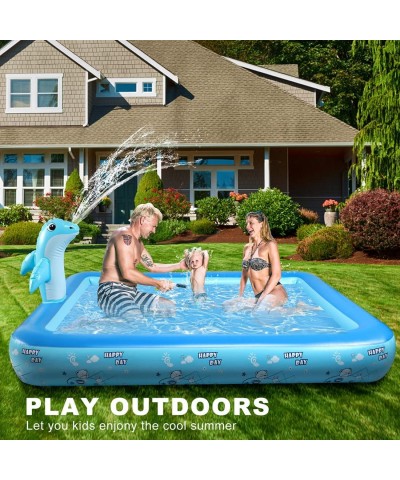 Inflatable Pool with Dolphin Sprinkler Swimming Pool Toys for Kids Toddlers Kiddie Pool Hard Plastic Toys Above Ground for Ou...