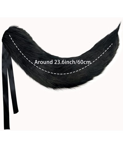 Handmade Grey Cat Fox Wolf Ears and Tail Set Animal Tail Cosplay Halloween Christmas Fancy Party Furry Costume Funny Gifts(Pu...