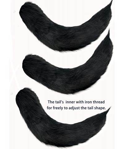 Handmade Grey Cat Fox Wolf Ears and Tail Set Animal Tail Cosplay Halloween Christmas Fancy Party Furry Costume Funny Gifts(Pu...