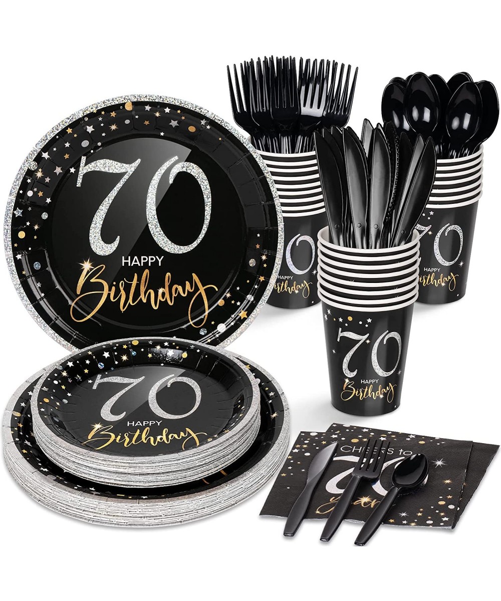 70th Birthday Plates and Napkins Serves 24 70th Birthday Decorations for Men or Women Cups Knives Forks Spoons Included Total...