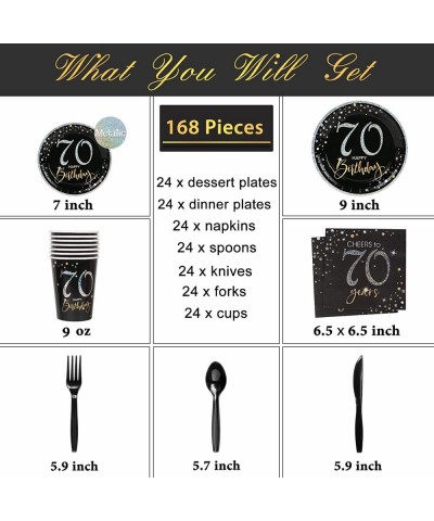 70th Birthday Plates and Napkins Serves 24 70th Birthday Decorations for Men or Women Cups Knives Forks Spoons Included Total...