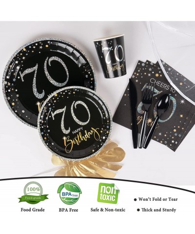 70th Birthday Plates and Napkins Serves 24 70th Birthday Decorations for Men or Women Cups Knives Forks Spoons Included Total...