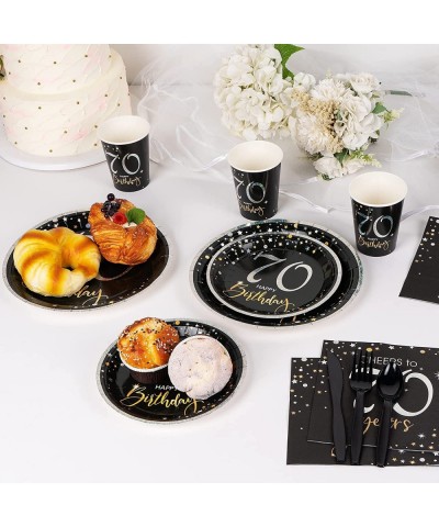 70th Birthday Plates and Napkins Serves 24 70th Birthday Decorations for Men or Women Cups Knives Forks Spoons Included Total...