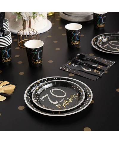 70th Birthday Plates and Napkins Serves 24 70th Birthday Decorations for Men or Women Cups Knives Forks Spoons Included Total...