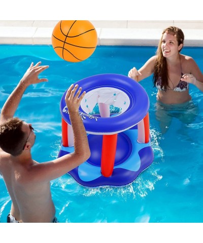 Large Pool Volleyball Set Pool Volleyball Net & Pool Basketball Hoops with 2 Beach Balls Pool Games for Family and Adults Ame...