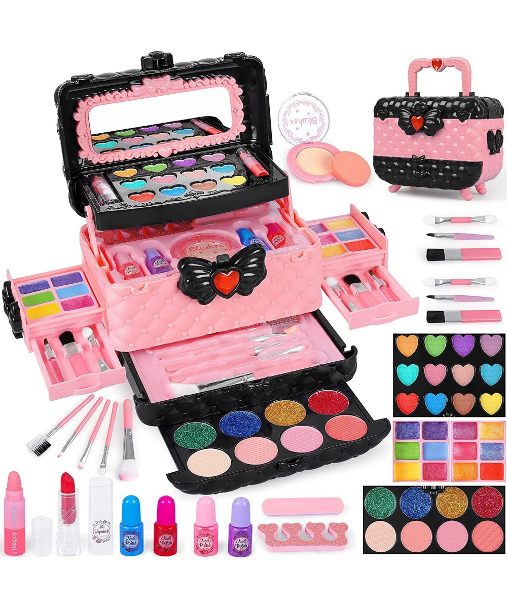 54 Pcs Kids Makeup Kit for Girls Princess Real Washable Pretend Play Cosmetic Set Toys with Mirror Non-Toxic & Safe Birthday ...