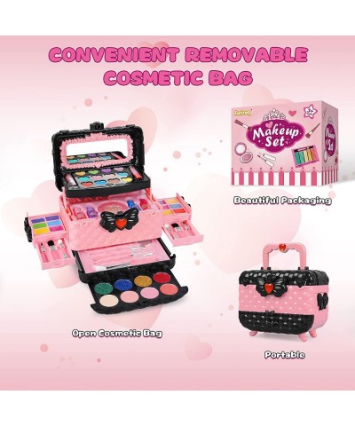 54 Pcs Kids Makeup Kit for Girls Princess Real Washable Pretend Play Cosmetic Set Toys with Mirror Non-Toxic & Safe Birthday ...