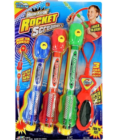 Slingshot Flying Rocket Sky with Sound Toy 10.5" (1 Set) Sling Shot Rocket Launcher with 3 Rockets Outdoors Toy. High Flying ...