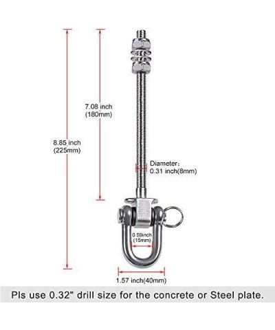 Set of 2 Heavy Duty Swing Hanger 1800LB Capacity M10 x 8.8" Swing Bolts Stainless Steel Swing Hooks for Wood and Steel Beam Y...