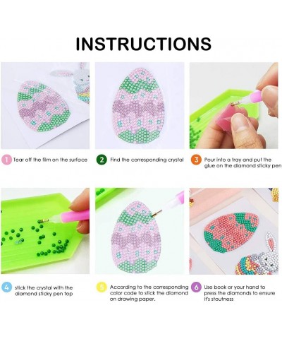 18 Pcs Cute Easter Theme 5D DIY Diamond Painting Stickers Kits Rabbit with Egg and Chicken Digital Diamond Paint Cartoon Diam...