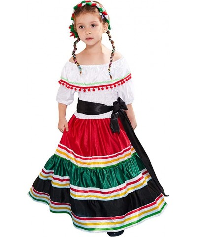 Girl’s Mexican Dress Halloween Costume Kids Traditional Senorita Blouse Dance Skirt $49.86 Kids' Costumes