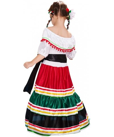 Girl’s Mexican Dress Halloween Costume Kids Traditional Senorita Blouse Dance Skirt $49.86 Kids' Costumes