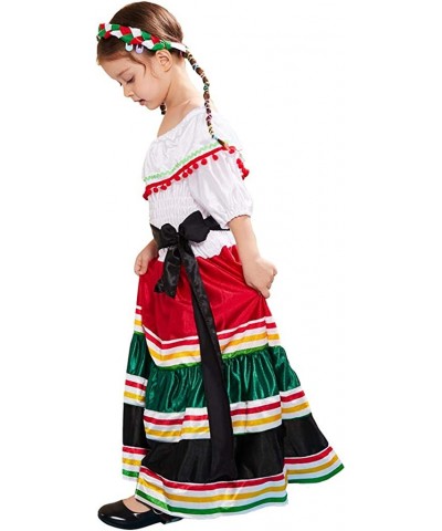 Girl’s Mexican Dress Halloween Costume Kids Traditional Senorita Blouse Dance Skirt $49.86 Kids' Costumes