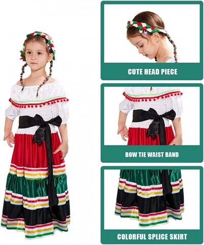 Girl’s Mexican Dress Halloween Costume Kids Traditional Senorita Blouse Dance Skirt $49.86 Kids' Costumes