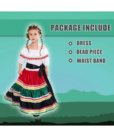 Girl’s Mexican Dress Halloween Costume Kids Traditional Senorita Blouse Dance Skirt $49.86 Kids' Costumes