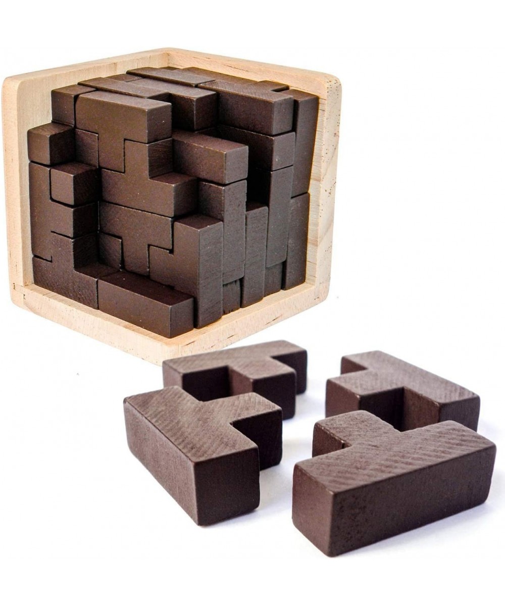 Wooden Brain Teaser Puzzle Cube Wooden Puzzles T-Shaped Jigsaw Logic Puzzle Educational Toy for Kids and Adults (Wine) $18.96...