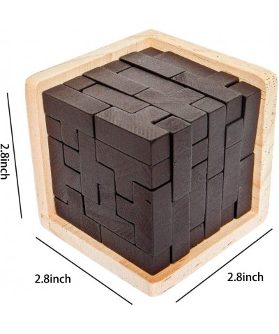 Wooden Brain Teaser Puzzle Cube Wooden Puzzles T-Shaped Jigsaw Logic Puzzle Educational Toy for Kids and Adults (Wine) $18.96...