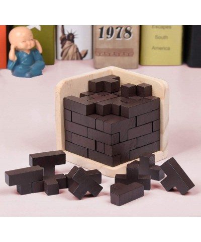 Wooden Brain Teaser Puzzle Cube Wooden Puzzles T-Shaped Jigsaw Logic Puzzle Educational Toy for Kids and Adults (Wine) $18.96...