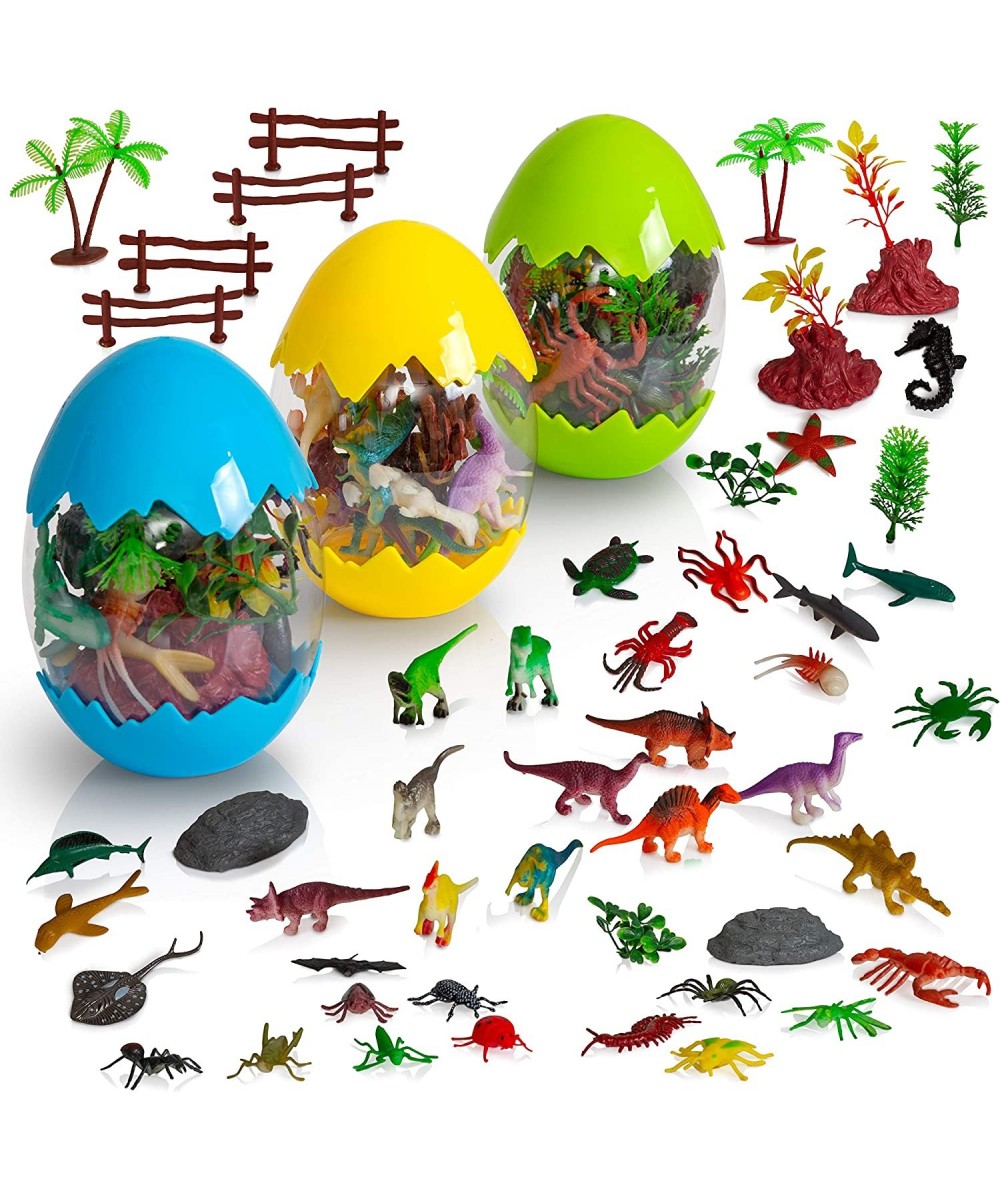 Easter Egg Toys for Toddlers 3 Pack with 12 Assorted Realistic Insect Ocean Life and Dinosaur Toy Figures Each Learning Kids ...