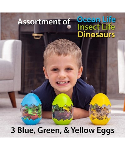 Easter Egg Toys for Toddlers 3 Pack with 12 Assorted Realistic Insect Ocean Life and Dinosaur Toy Figures Each Learning Kids ...