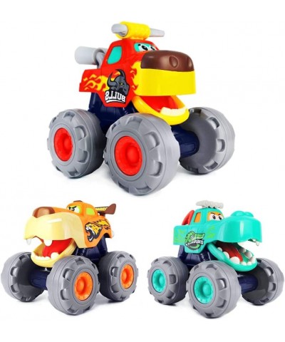 Monster Truck Toy Set 3 Designs Toy Cars Friction Power Bull Cars Pull Back Leopard Cars Push and Go Crocodile Cars Baby Toy ...