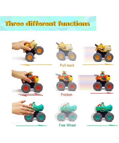 Monster Truck Toy Set 3 Designs Toy Cars Friction Power Bull Cars Pull Back Leopard Cars Push and Go Crocodile Cars Baby Toy ...