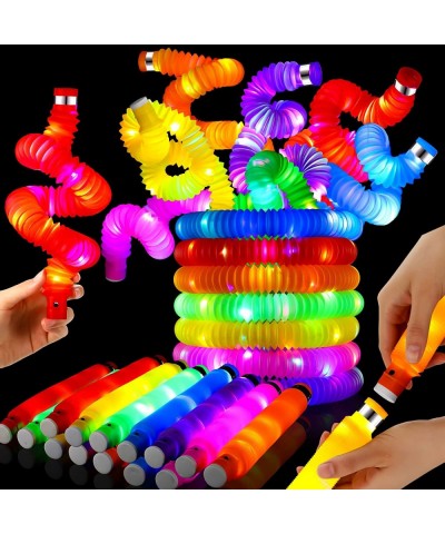 14 Pack Glow Sticks Party Favors - Light Up Pop Tube Sensory Fidget Toy Glow In The Dark Party Connectors for Bracelets Pull ...